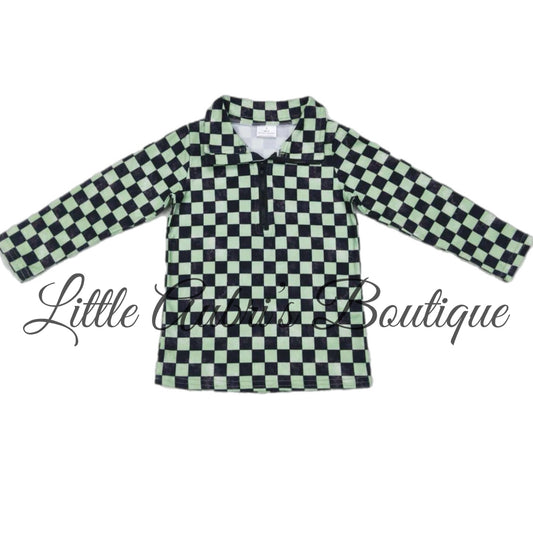 Green Checker Pullover ETA Late Sept