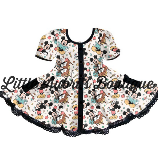 PREORDER School Mouse Lace Button Pocket Dress CLOSES 4/27