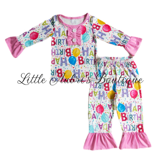 Pink Happy Birthday Pajama Set ETA Early March