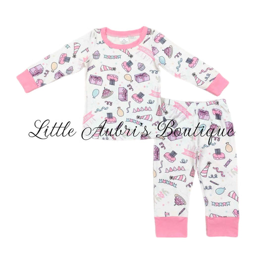 Pink Birthday Party Girl Pajama Set ETA Early March