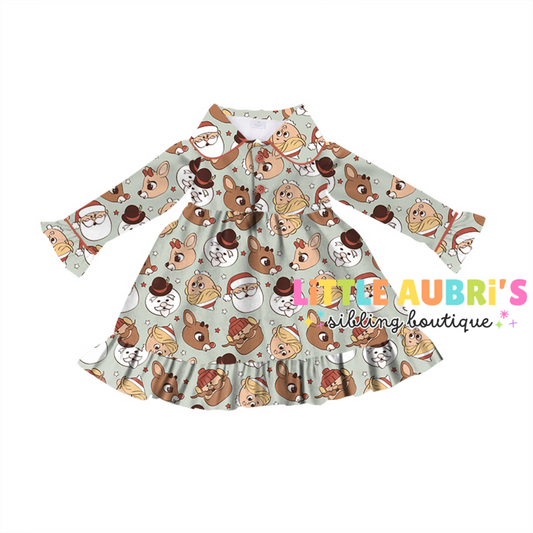 REINDEER Ruffle Pajama Dress (*SHIPS LATE OCT)