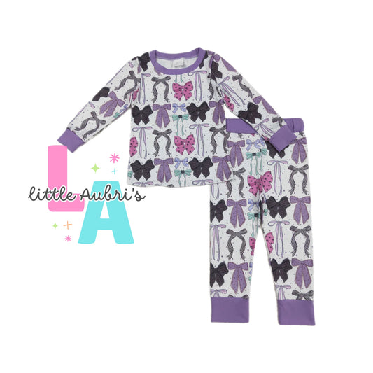 Purple Halloween Bows Pajama Set ETA Late August