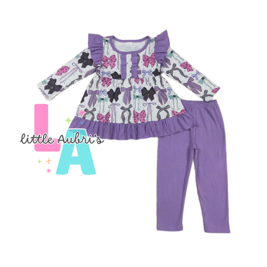 Purple Halloween Bows Legging Set ETA Late August
