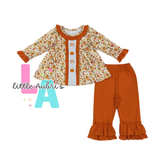 Embroidered Pumpkin Floral Legging Set ETA Late August
