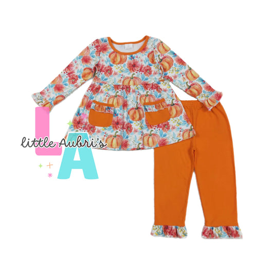 Pumpkin Floral Legging Set ETA Late August
