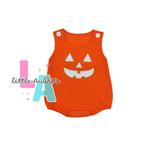 Purple Embroidered Pumpkin Bubble Romper ETA Late August