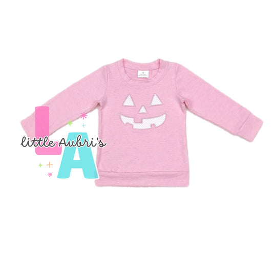 Pink Embroidered Pumpkin Pullover ETA Late August