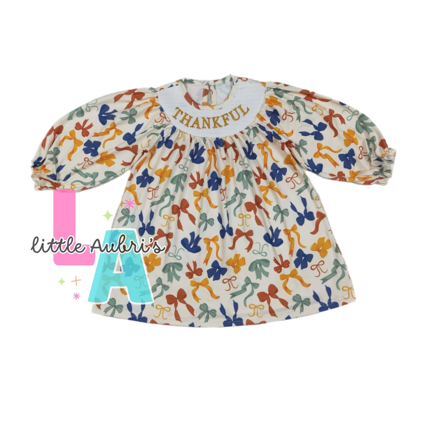 Thankful Smocked Bows Dress ETA Late August