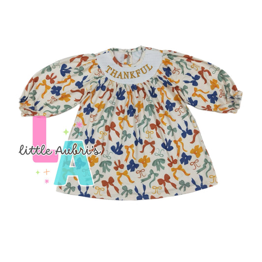 Thankful Smocked Bows Dress ETA Late August