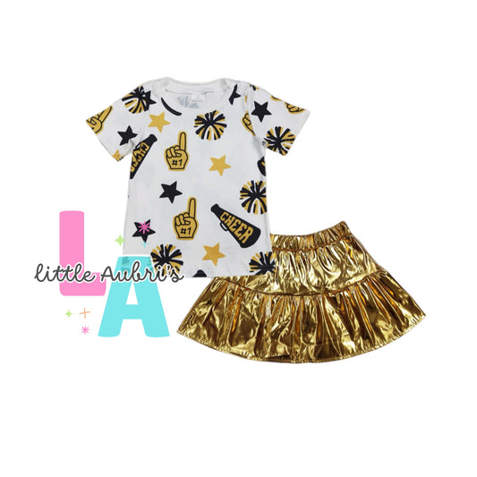 Black and Gold Cheer Skirt Set ETA Late August