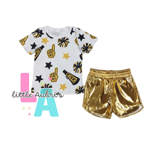 Black and Gold Cheer Short Set ETA Late August