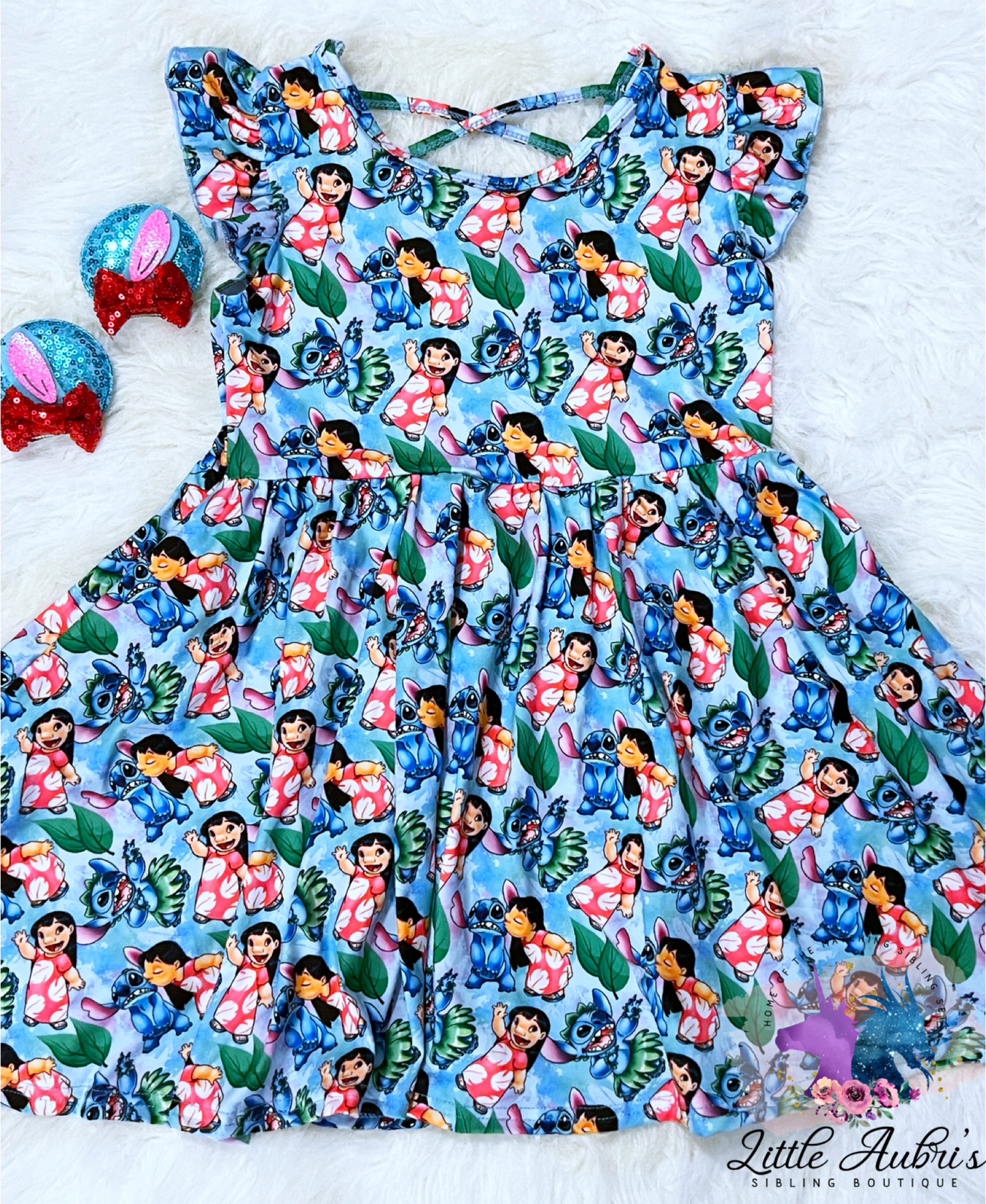 Hawaiian Alien Cross Back Twirl Dress