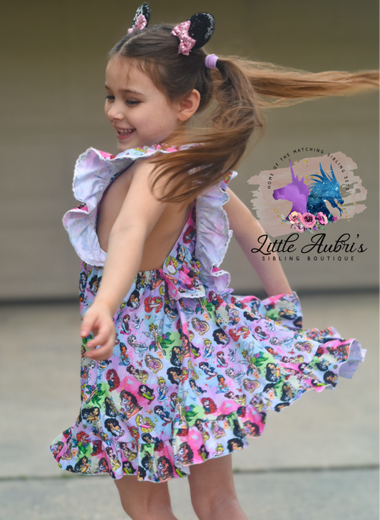 Watercolor Princess Pinafore Dress