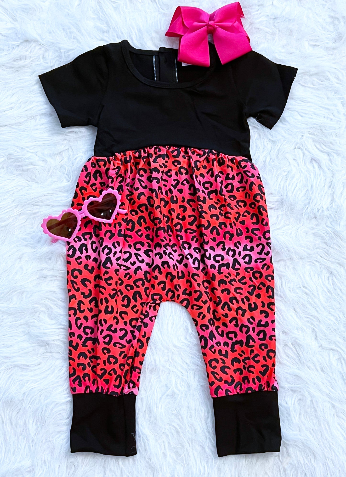 Gradient Leopard Harem Romper