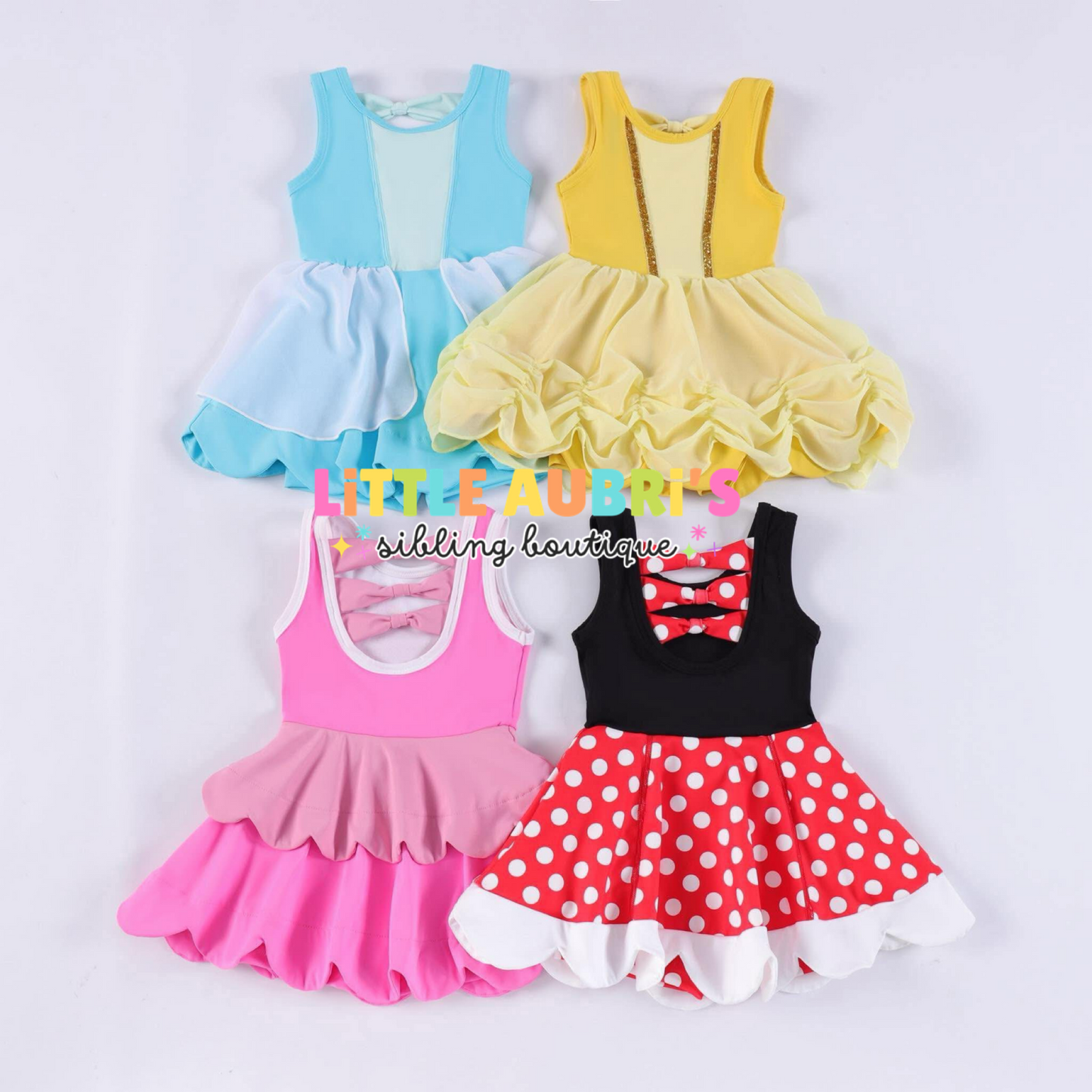 PRINCESS Yoga Dress Bow Back + Detached Shorts Set 4 Options (*SHIPS MID NOV)