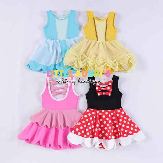 PRINCESS Yoga Dress Bow Back + Detached Shorts Set 4 Options (*SHIPS MID NOV)