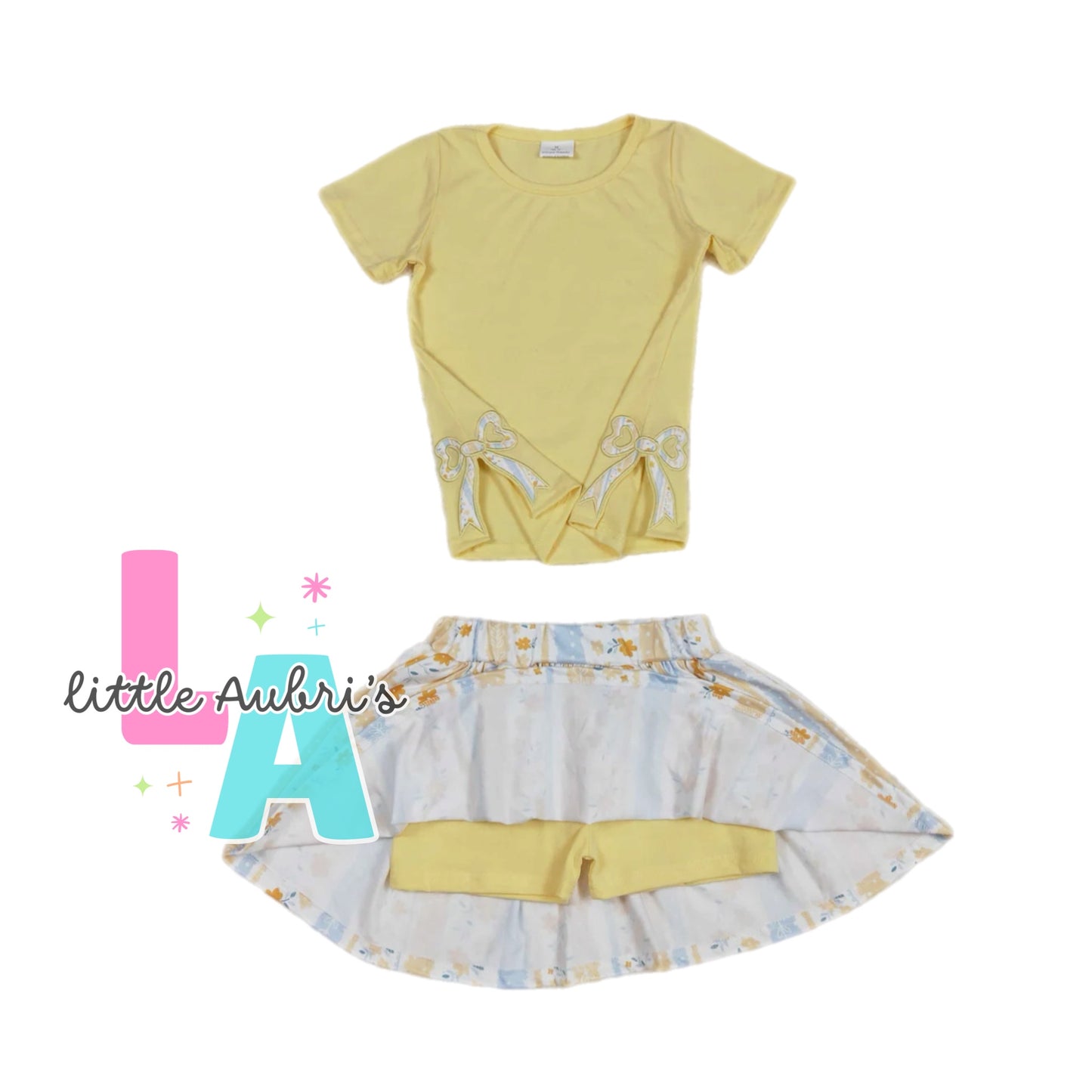 Embroidered Yellow Bow Skort Set ETA Late June