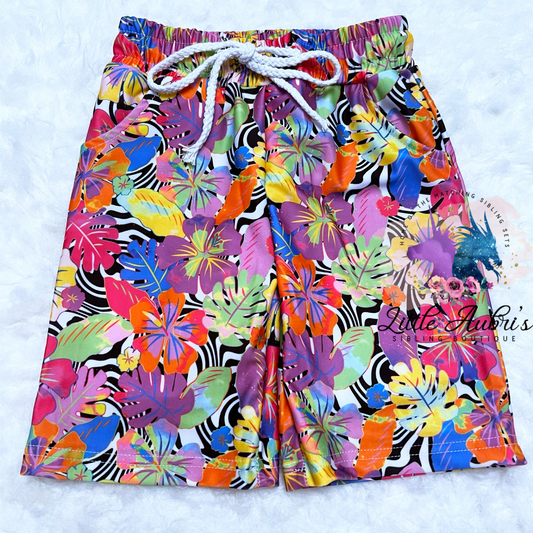 Neon Tropics Knee Length Board Shorts