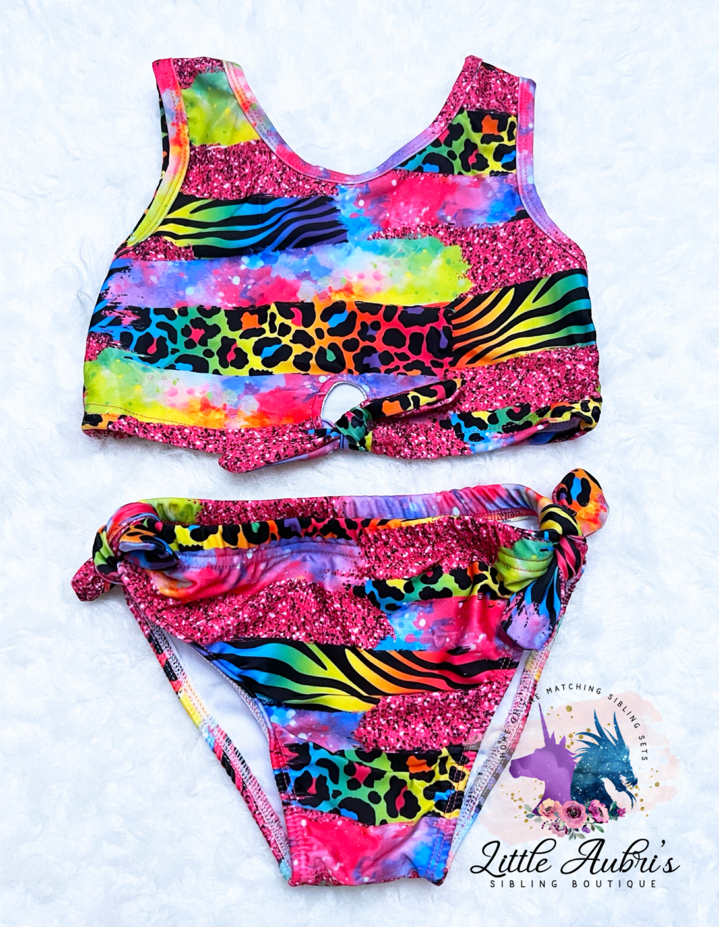 90s Rainbow Brushstrokes Keyhole 2 PC Swimsuit