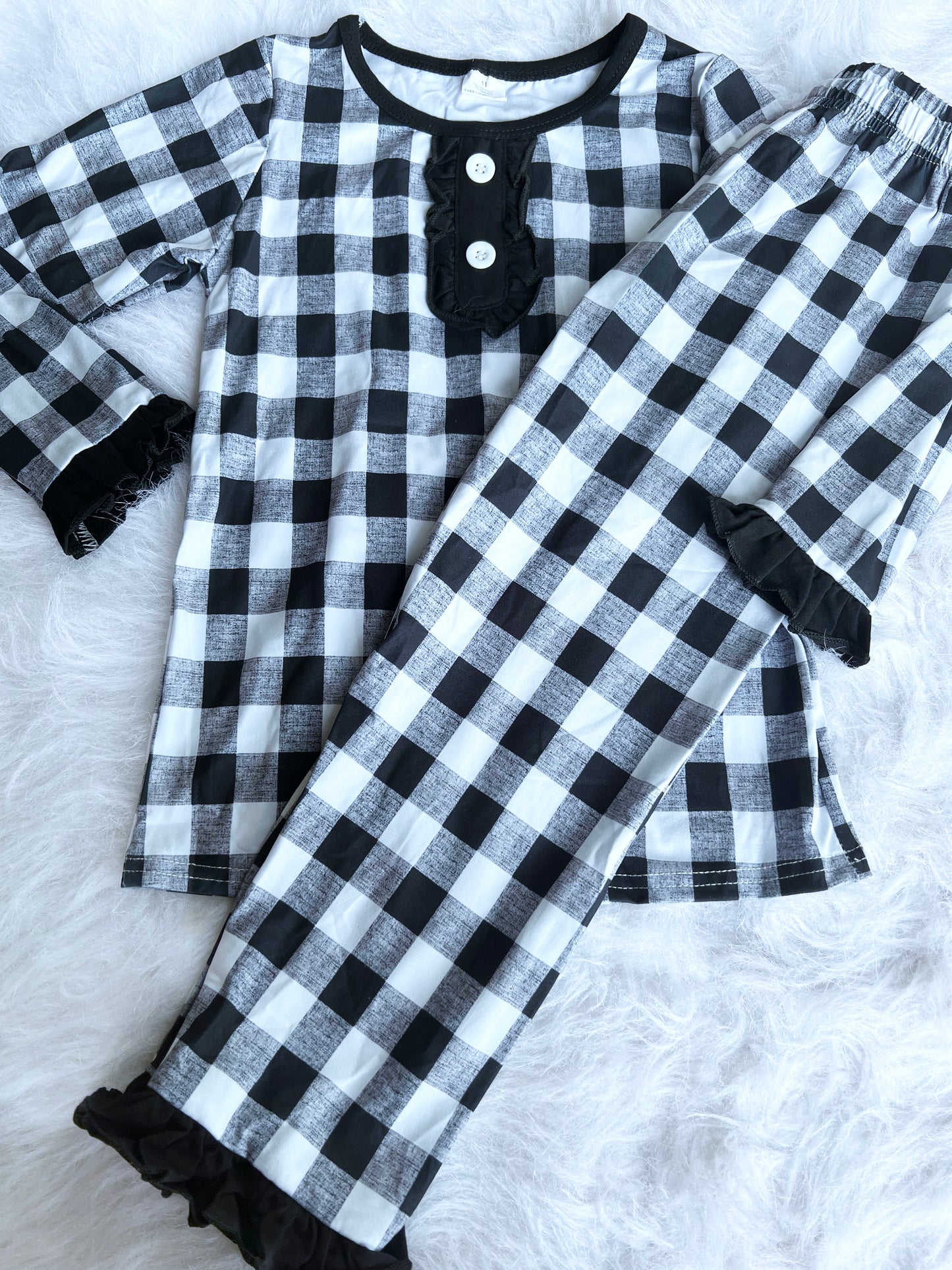 Black & White Ruffle Pajama Set