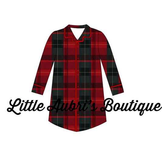 Adult Tartan Plaid Pajama Dress