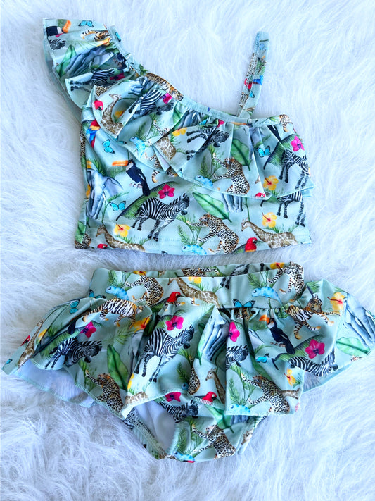 Jungle One Shoulder 2 Piece Swimsuit Set