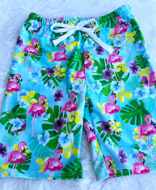 Luau Flamingos Board Shorts