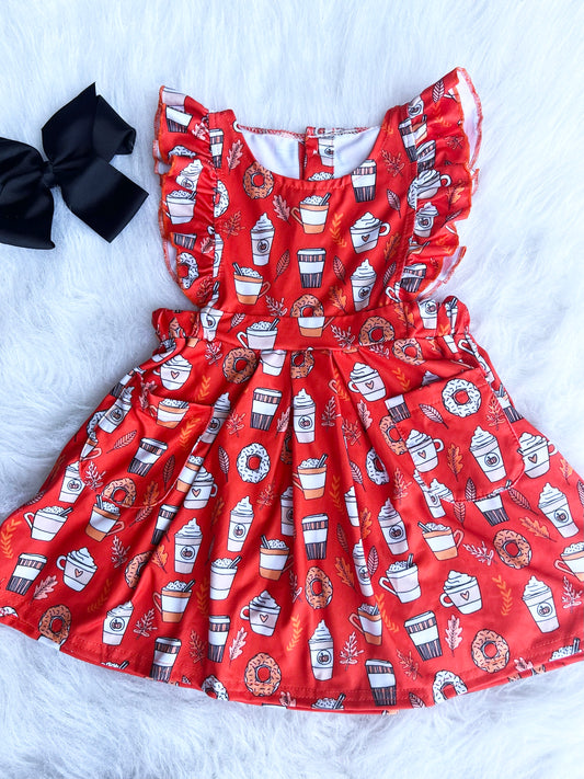 Pumpkin Spice Pinafore Pocket Dress