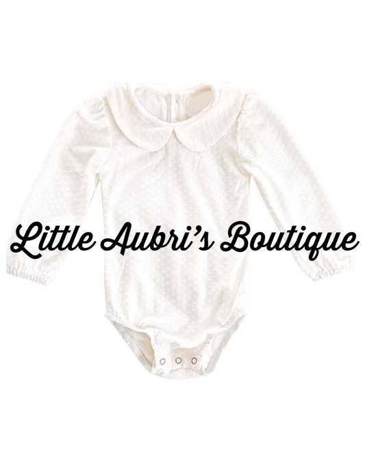 PREORDER White Swiss Dot Peter Pan Collar Leotard CLOSES 7/28