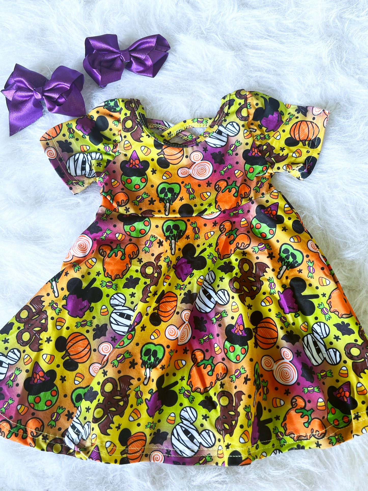 Spooky Mouse Cross Back Twirl Dress