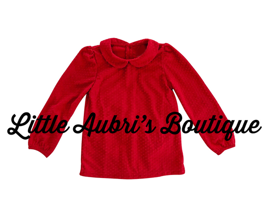 PREORDER Red Swiss Dot Peter Pan Collar Shirt CLOSES 7/28