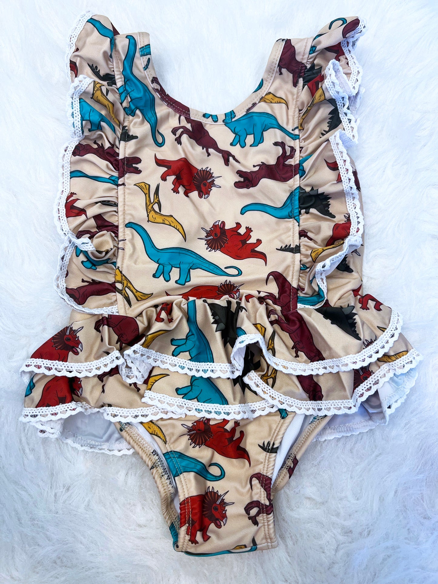 Retro Dino Lace One Piece Swimsuit