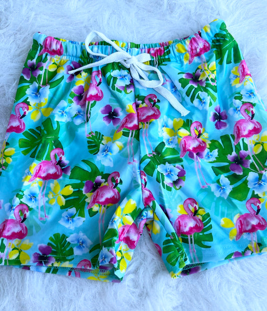 Luau Flamingos Euro Swim Shorts