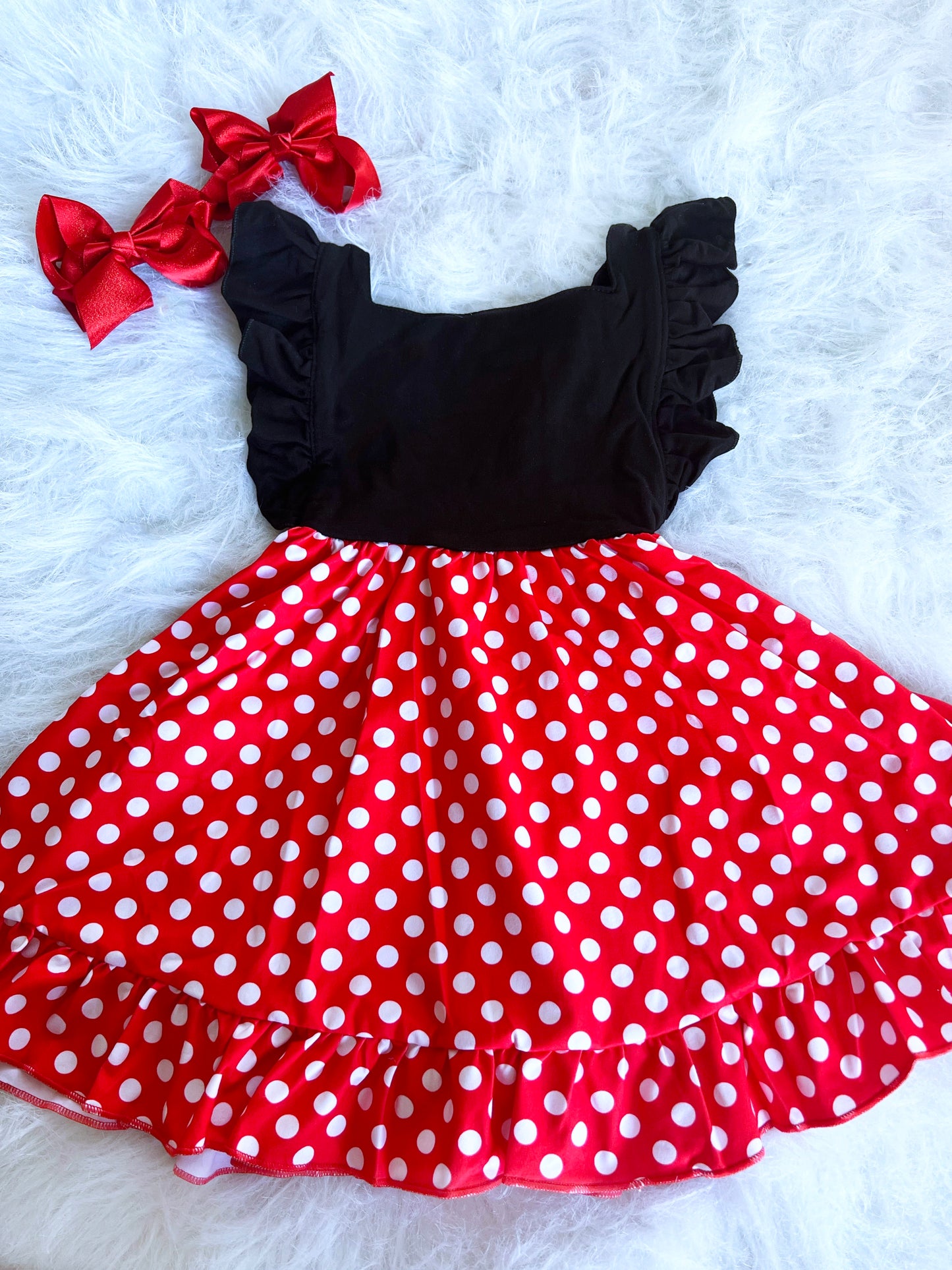 Red Mouse Polka Dot Pinafore Dress