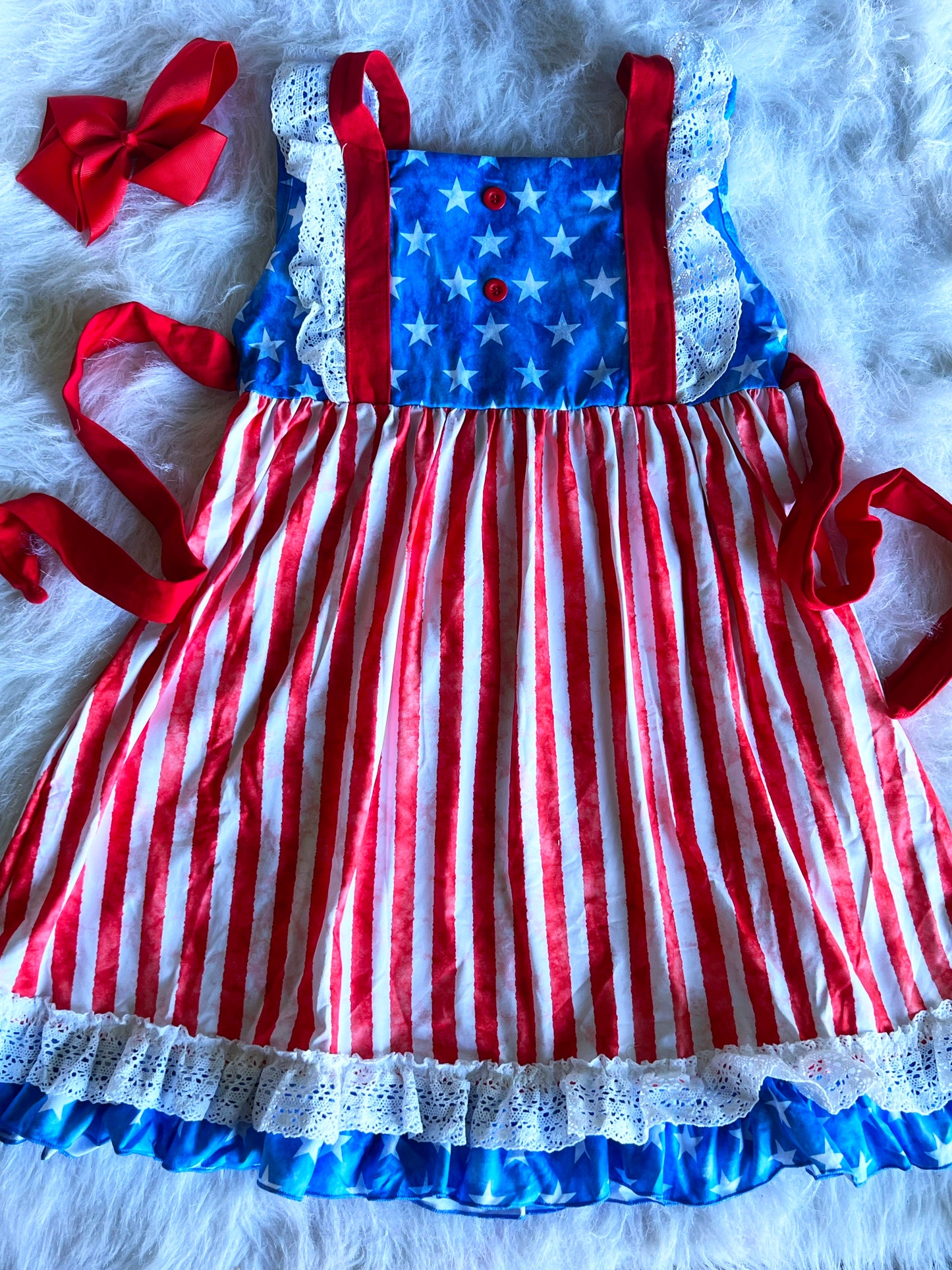 Watercolor American Flag Lace Dress