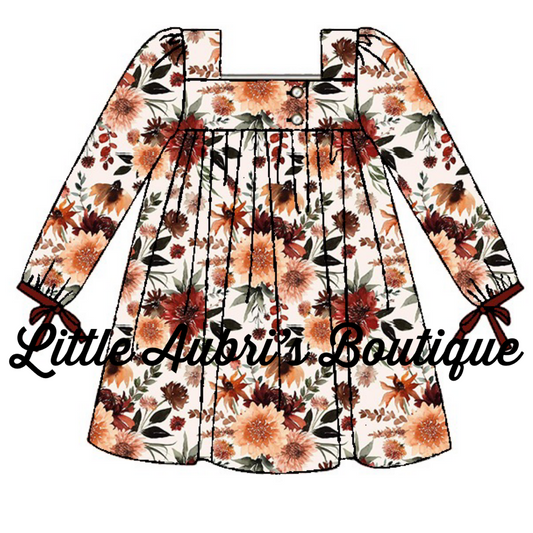 Adult Autumn Floral Baby Doll Style Dress