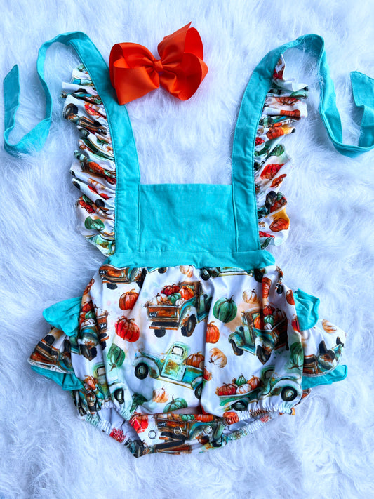 Pumpkin Trucks Ruffle Romper