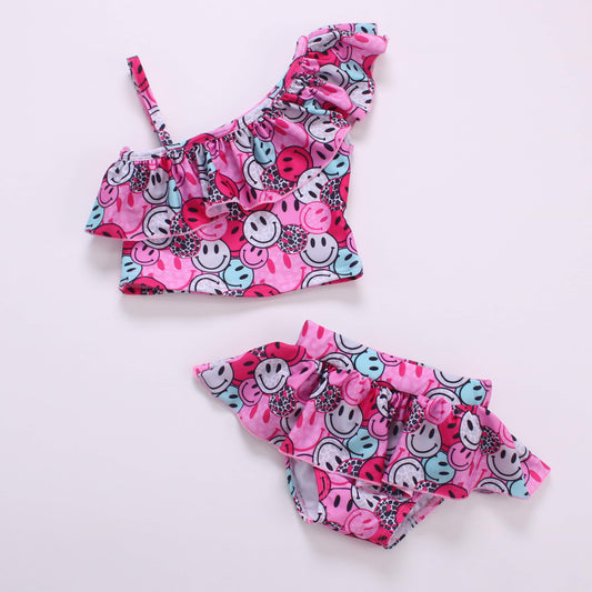 Pink Smileys Two Piece Swimsuit