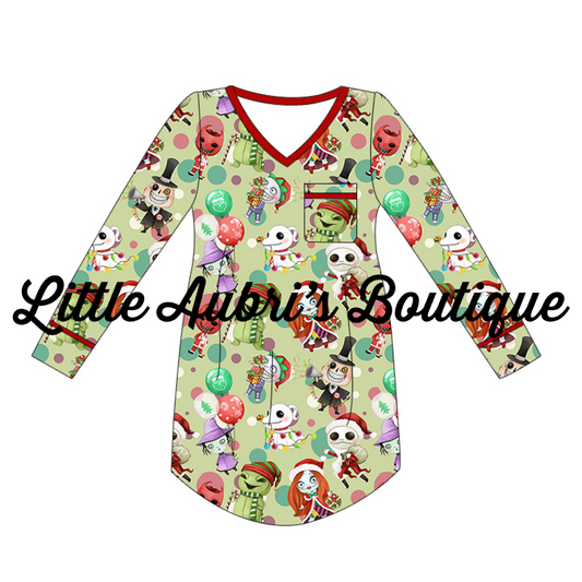 Adult Christmas Nightmare Pajama Dress