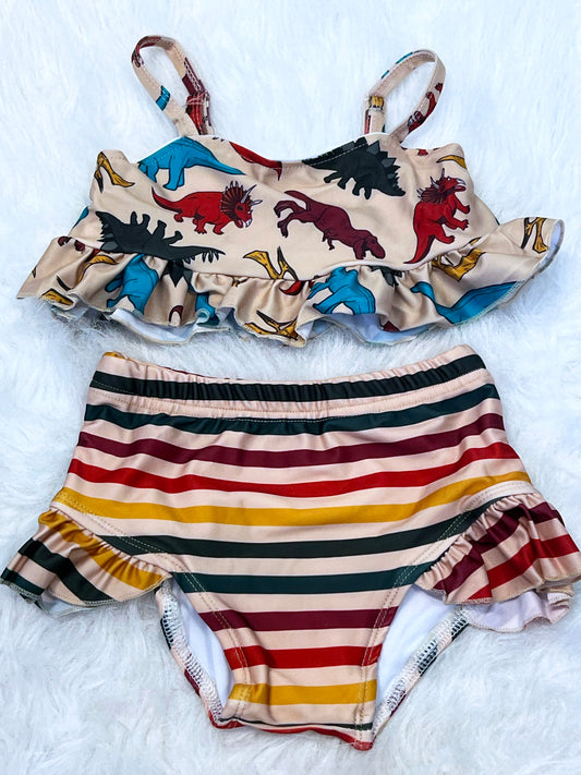 Retro Dino 2 Piece Swimsuit Set