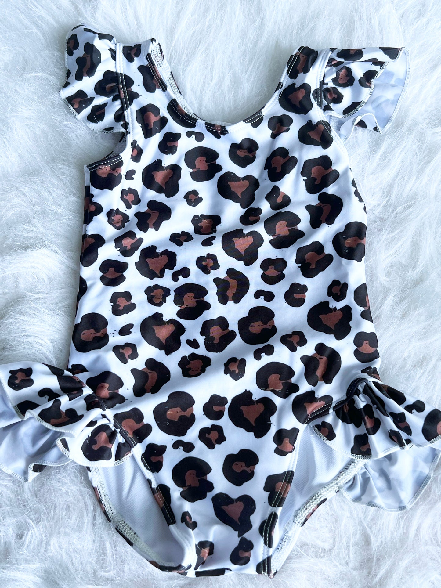 White Leopard One Piece Swimsuit