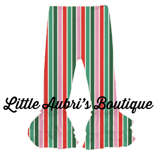 PREORDER Retro Holiday Stripe Ruffle Leggings CLOSES 7/28