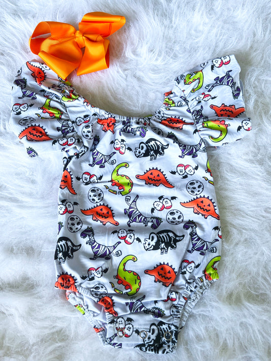 Halloween Dinos Flutter Sleeve Leotard