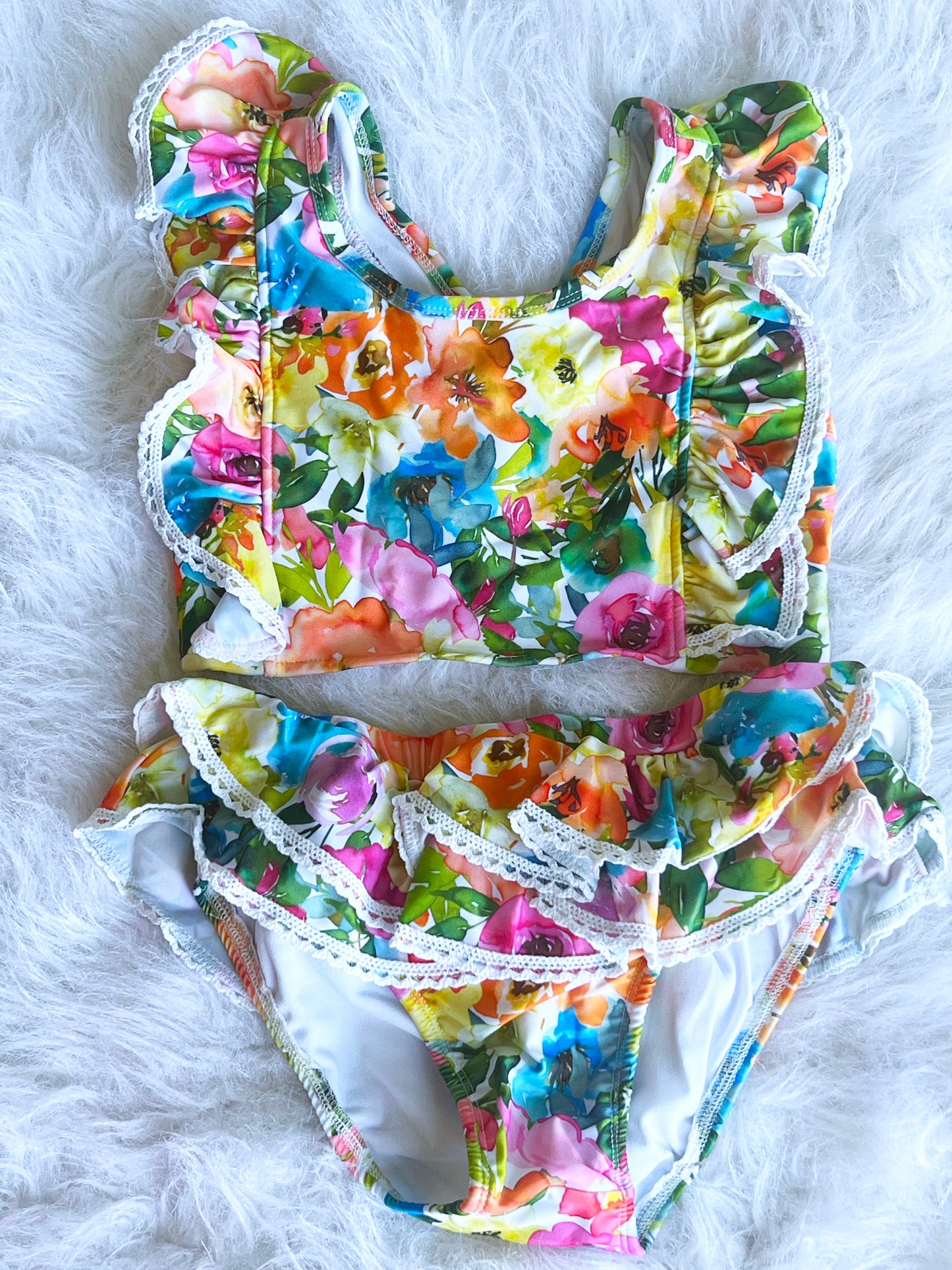 Floral Medley Lace 2 Piece Swimsuit Set