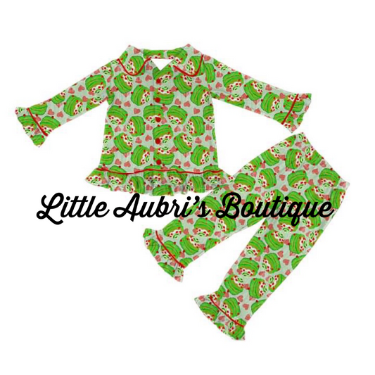 PREORDER Grinchmas Pancakes Ruffle Pajama Set CLOSES 7/24