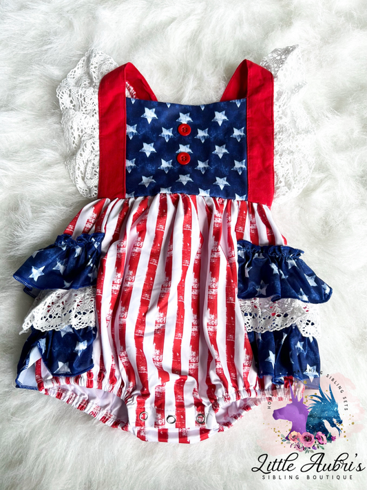 American Dream Lace Ruffle Romper