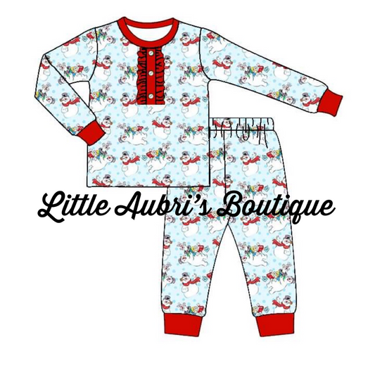 PREORDER Classic Snowman Ruffle Pajama Set CLOSES 7/31