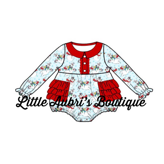 PREORDER Classic Snowman Ruffle Romper CLOSES 7/31