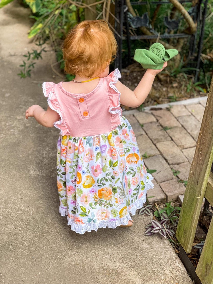 Pastel Floral Lace Dress