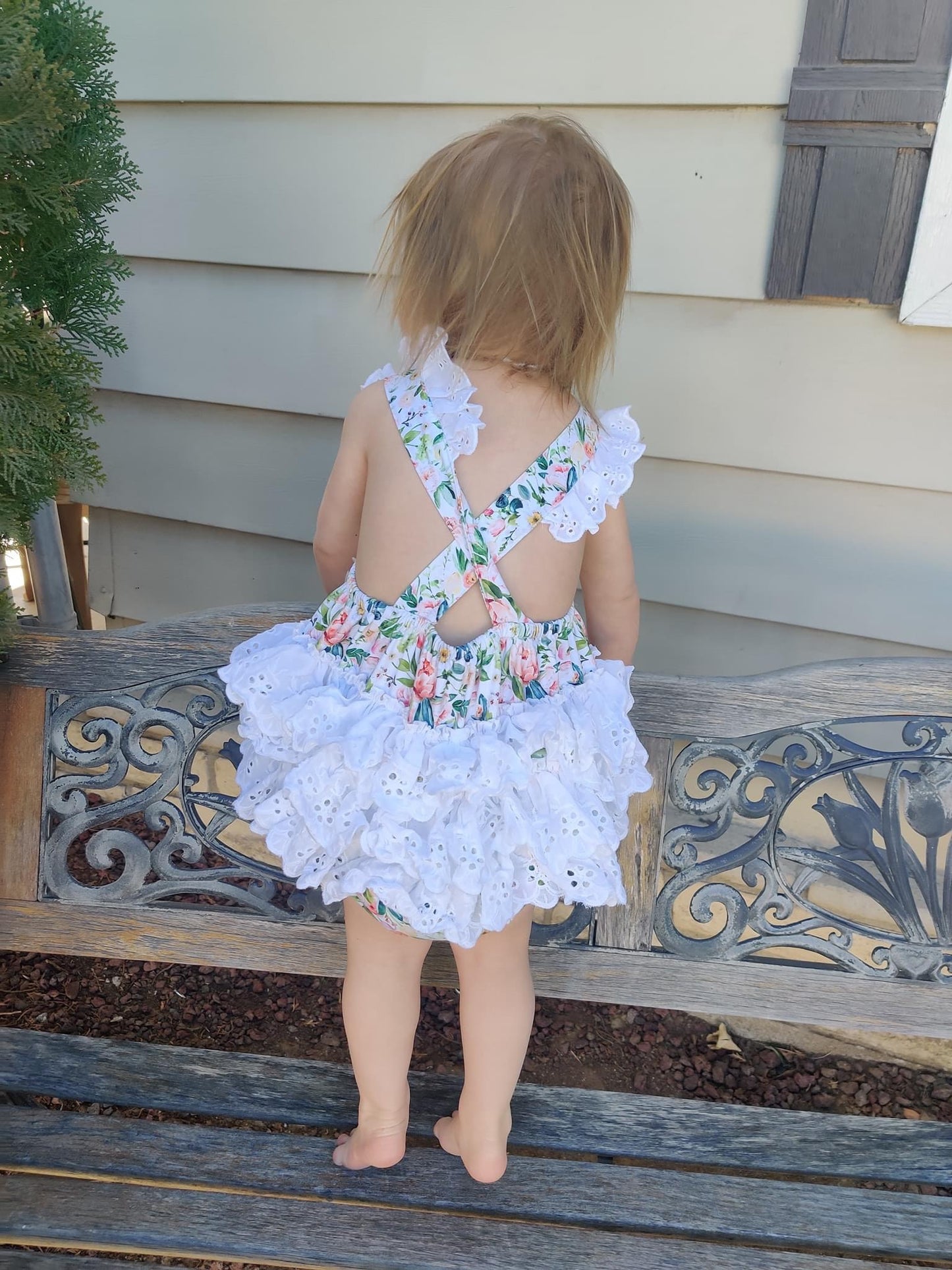 Spring Meadows Lace Ruffle Romper